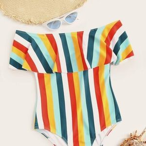 One piece stripe swimsuit